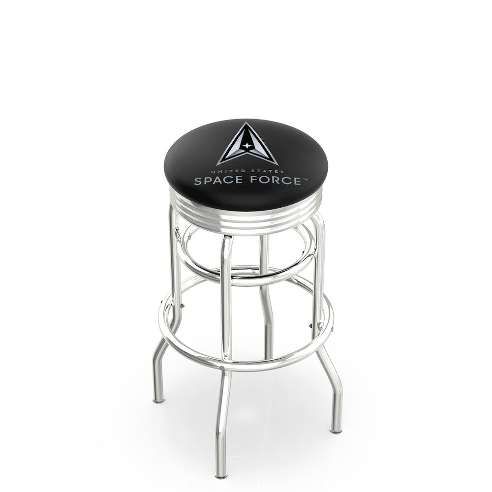 U.S. Space Force 25" Double-Ring Swivel Counter Stool with Chrome Finish