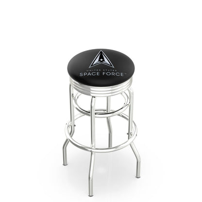 U.S. Space Force 25" Double-Ring Swivel Counter Stool with Chrome Finish
