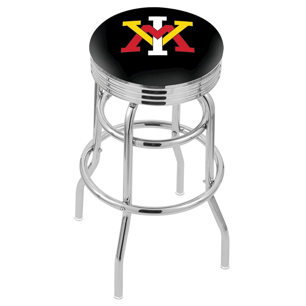 25" Chrome Double Ring Virginia Military Institute Swivel Bar Stool