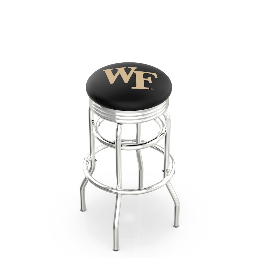 25" L7C3C - Chrome Double Ring Wake Forest Swivel Bar Stool with 2.5" Ribbed Accent Ring by Holland Bar Stool Company