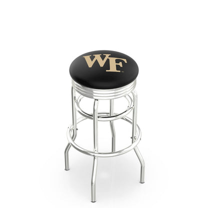 25" L7C3C - Chrome Double Ring Wake Forest Swivel Bar Stool with 2.5" Ribbed Accent Ring by Holland Bar Stool Company