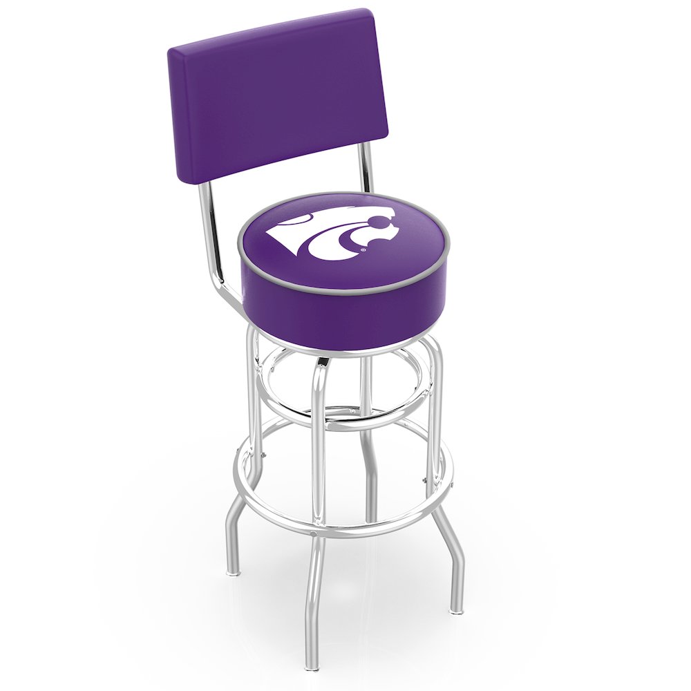25" L7C4 - Chrome Double Ring Kansas State Swivel Bar Stool with a Back by Holland Bar Stool Company