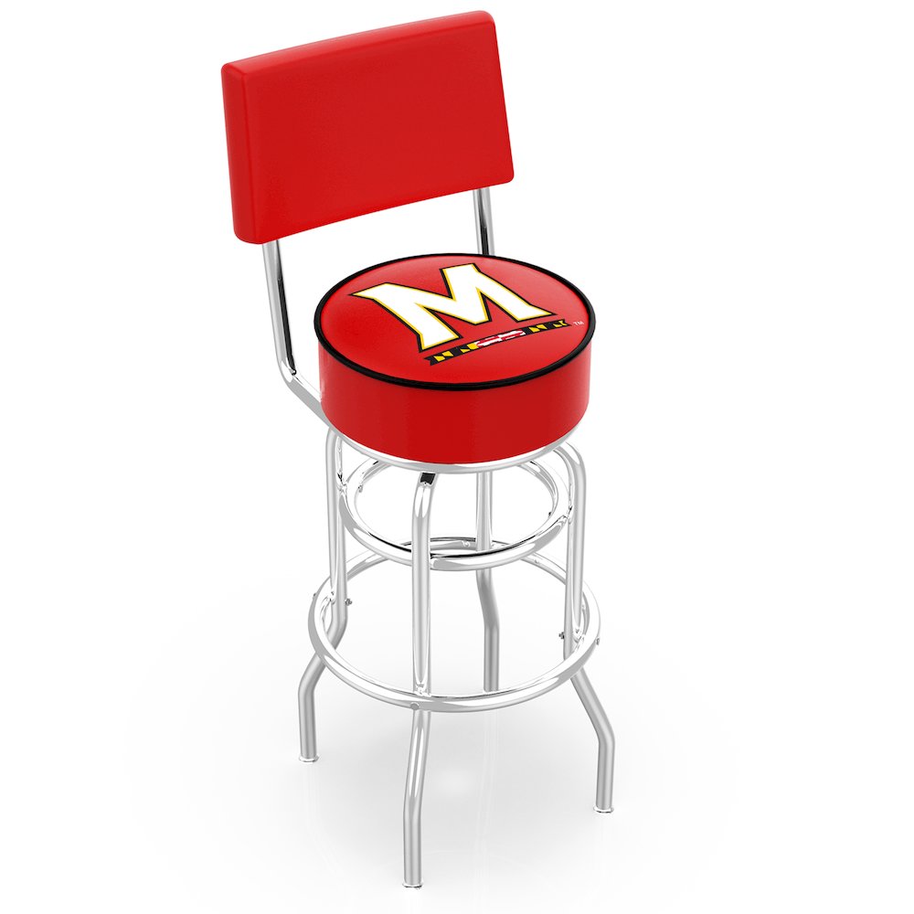 25" L7C4 - Chrome Double Ring Maryland Swivel Bar Stool with a Back by Holland Bar Stool Company