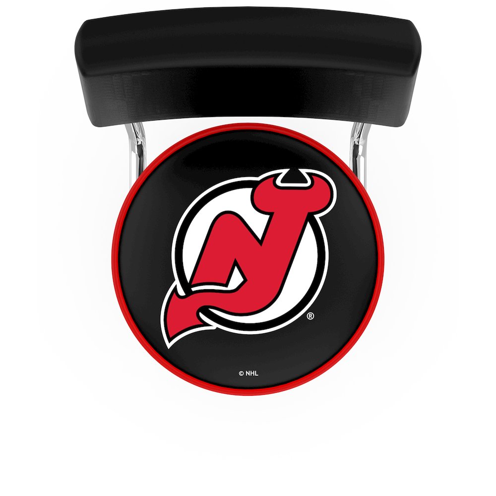 25" L7C4 - Chrome Double Ring New Jersey Devils Swivel Bar Stool with a Back by Holland Bar Stool Company