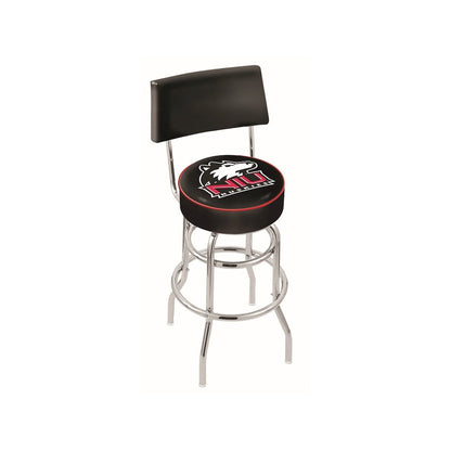 25" L7C4 - Chrome Double Ring Northern Illinois Swivel Bar Stool with a Back by Holland Bar Stool Company