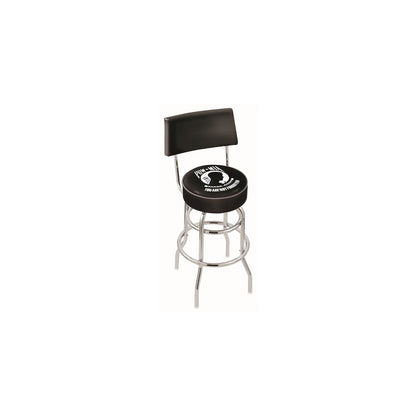 25" L7C4 - Chrome Double Ring POW/MIA Swivel Bar Stool with a Back by Holland Bar Stool Company