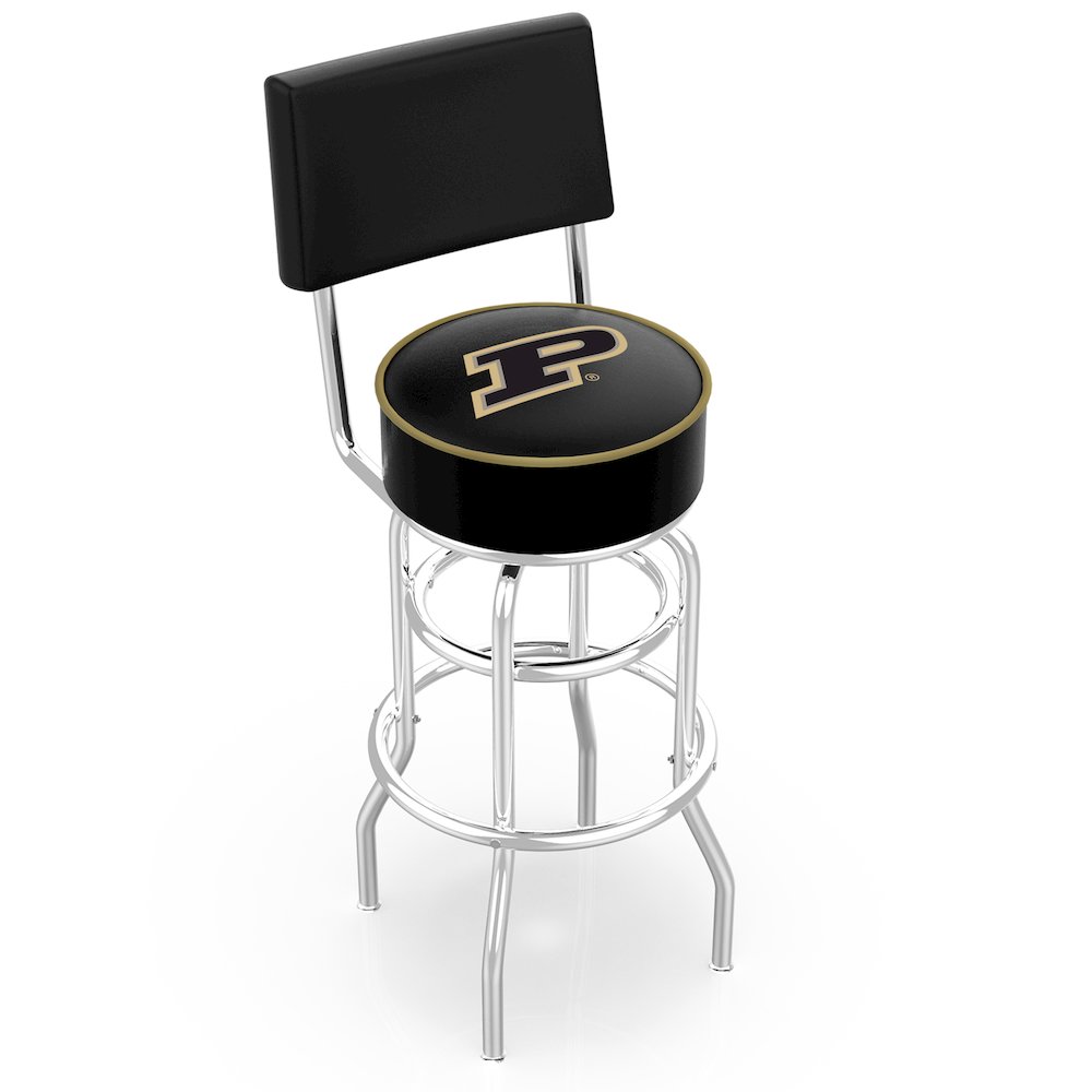 25" L7C4 - Chrome Double Ring Purdue Swivel Bar Stool with a Back by Holland Bar Stool Company