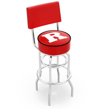25" L7C4 - Chrome Double Ring Rutgers Swivel Bar Stool with a Back by Holland Bar Stool Company