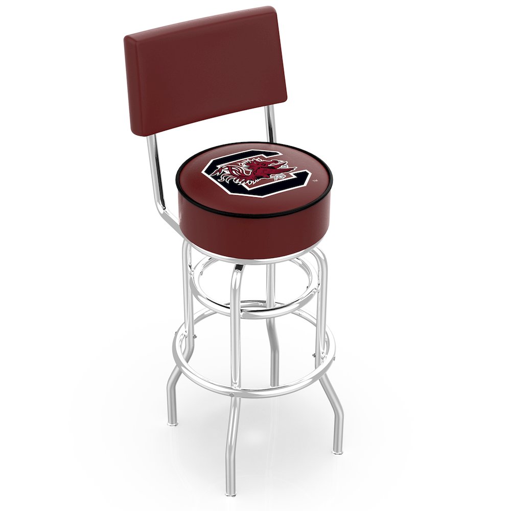 25" L7C4 - Chrome Double Ring South Carolina Swivel Bar Stool with a Back by Holland Bar Stool Company