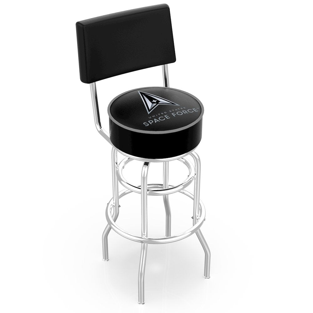 U.S. Space Force 25" Double-Ring Swivel Counter Stool with Chrome Finish