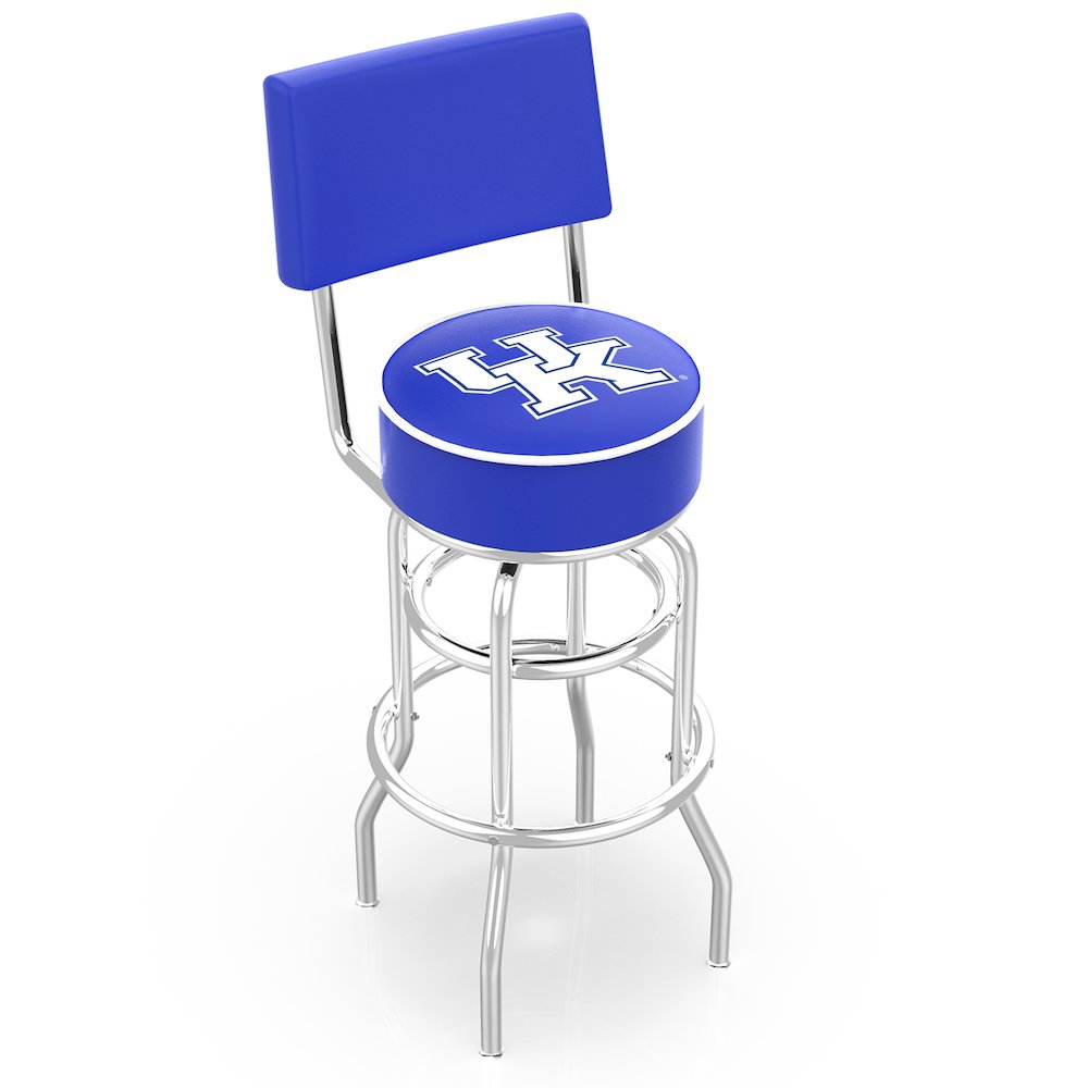 25" L7C4 - Chrome Double Ring Kentucky "UK" Swivel Bar Stool with a Back by Holland Bar Stool Company