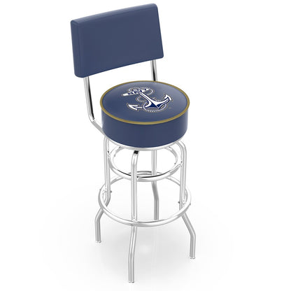 25" L7C4 - Chrome Double Ring US Naval Academy (NAVY) Swivel Bar Stool with a Back by Holland Bar Stool Company