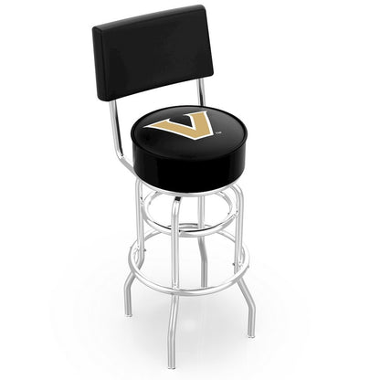 25" L7C4 - Chrome Double Ring Vanderbilt Swivel Bar Stool with a Back by Holland Bar Stool Company