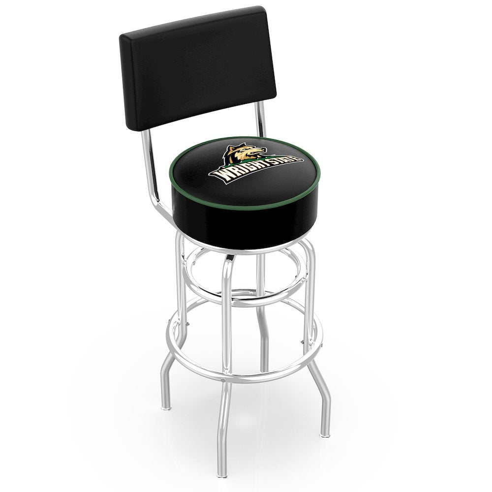 25" L7C4 - Chrome Double Ring Wright State Swivel Bar Stool with a Back by Holland Bar Stool Company