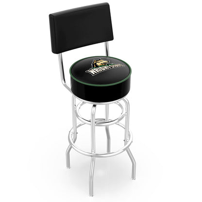 25" L7C4 - Chrome Double Ring Wright State Swivel Bar Stool with a Back by Holland Bar Stool Company