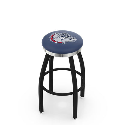 36" L8B2C - Black Wrinkle Gonzaga Swivel Bar Stool with Chrome Accent Ring by Holland Bar Stool Company