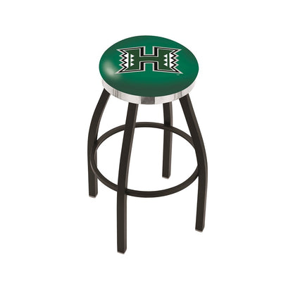 36" L8B2C - Black Wrinkle Hawaii Swivel Bar Stool with Chrome Accent Ring by Holland Bar Stool Company
