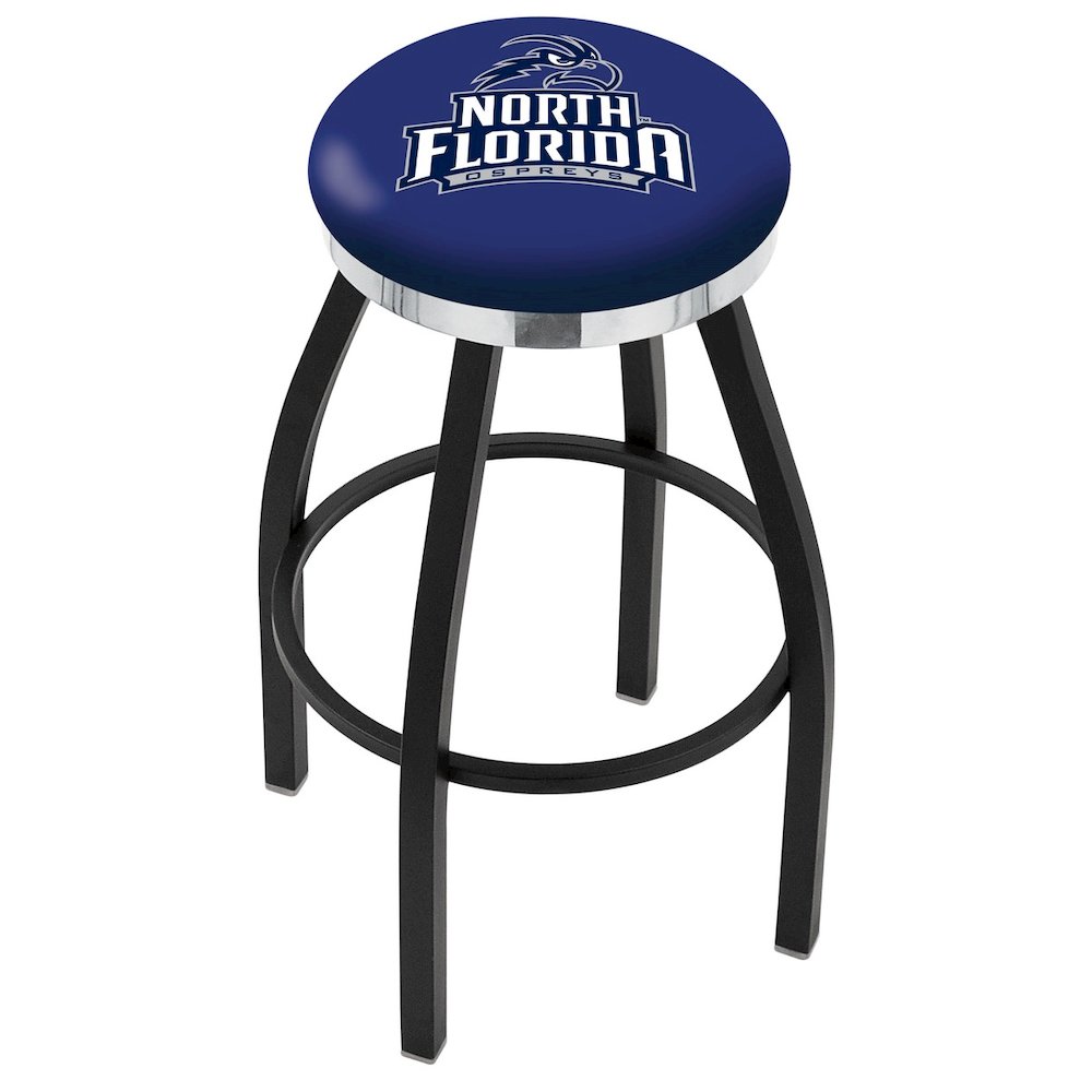 36" L8B2C - Black Wrinkle North Florida Swivel Bar Stool with Chrome Accent Ring by Holland Bar Stool Company