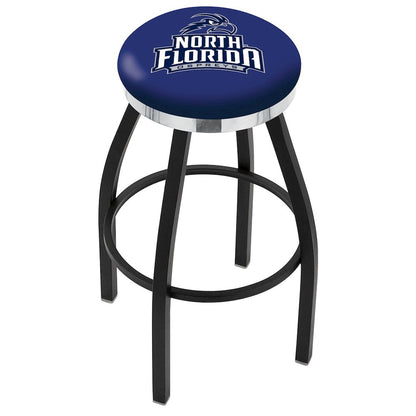 36" L8B2C - Black Wrinkle North Florida Swivel Bar Stool with Chrome Accent Ring by Holland Bar Stool Company