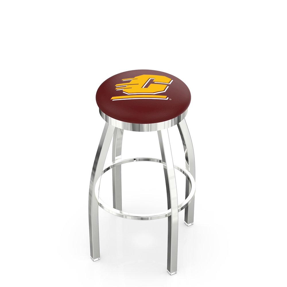 25" L8C2C - Chrome Central Michigan Swivel Bar Stool with Accent Ring by Holland Bar Stool Company