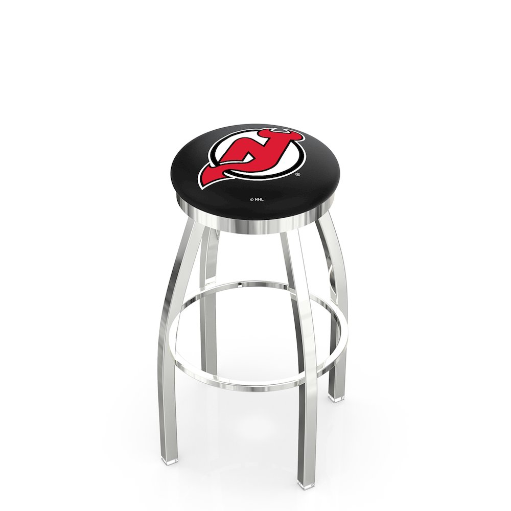 25" L8C2C - Chrome New Jersey Devils Swivel Bar Stool with Accent Ring by Holland Bar Stool Company
