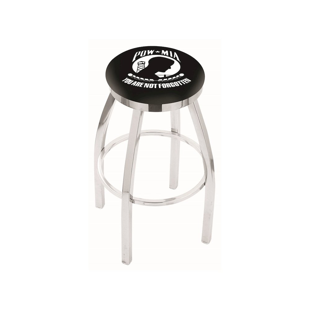 25" L8C2C - Chrome POW/MIA Swivel Bar Stool with Accent Ring by Holland Bar Stool Company