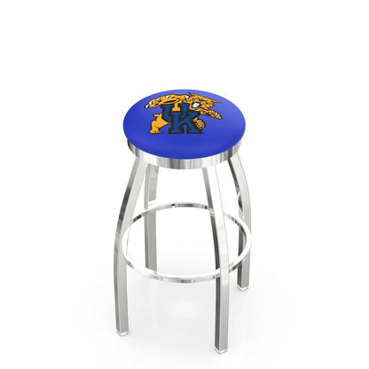 25" L8C2C - Chrome Kentucky "Wildcat" Swivel Bar Stool with Accent Ring by Holland Bar Stool Company