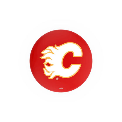 25" L8C3C - Chrome Calgary Flames Swivel Bar Stool with 2.5" Ribbed Accent Ring by Holland Bar Stool Company