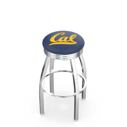25" L8C3C - Chrome Cal Swivel Bar Stool with 2.5" Ribbed Accent Ring by Holland Bar Stool Company
