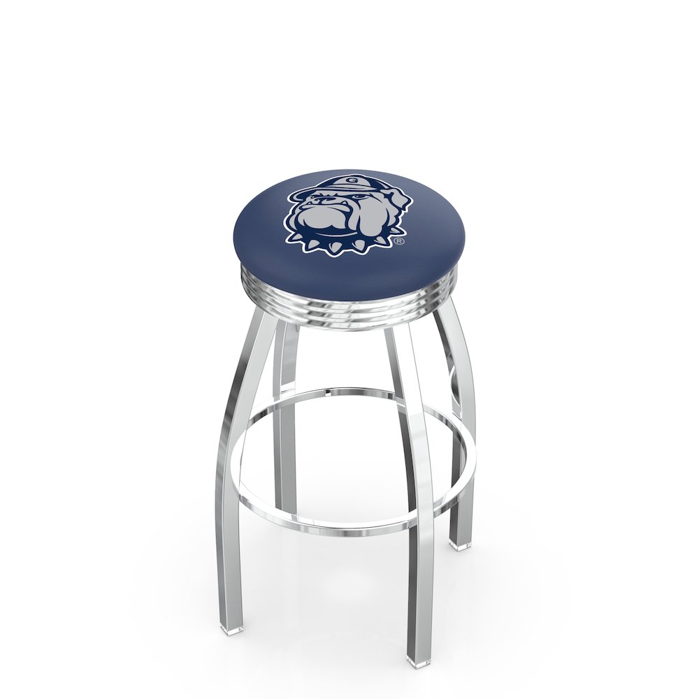 25" L8C3C - Chrome Georgetown Swivel Bar Stool with 2.5" Ribbed Accent Ring by Holland Bar Stool Company
