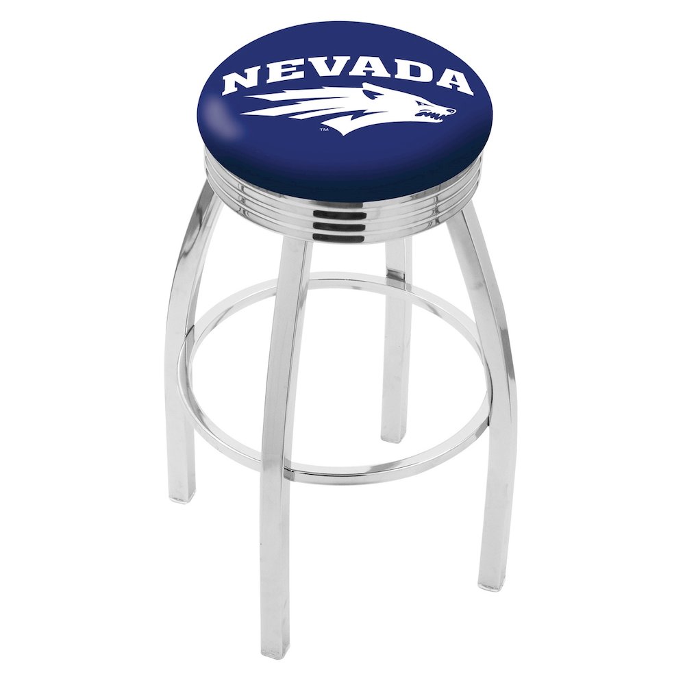 25" L8C3C - Chrome Nevada Swivel Bar Stool with 2.5" Ribbed Accent Ring by Holland Bar Stool Company