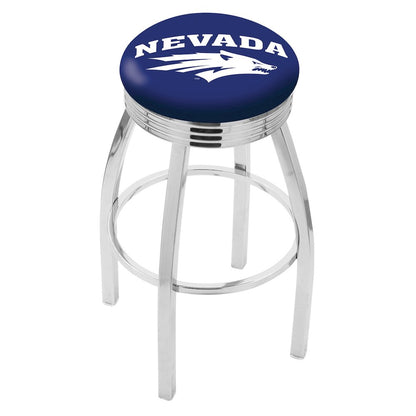 25" L8C3C - Chrome Nevada Swivel Bar Stool with 2.5" Ribbed Accent Ring by Holland Bar Stool Company