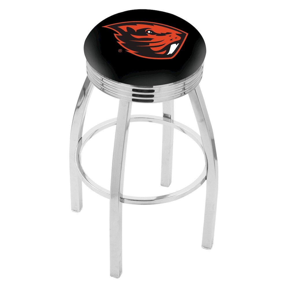 25" L8C3C - Chrome Oregon State Swivel Bar Stool with 2.5" Ribbed Accent Ring by Holland Bar Stool Company