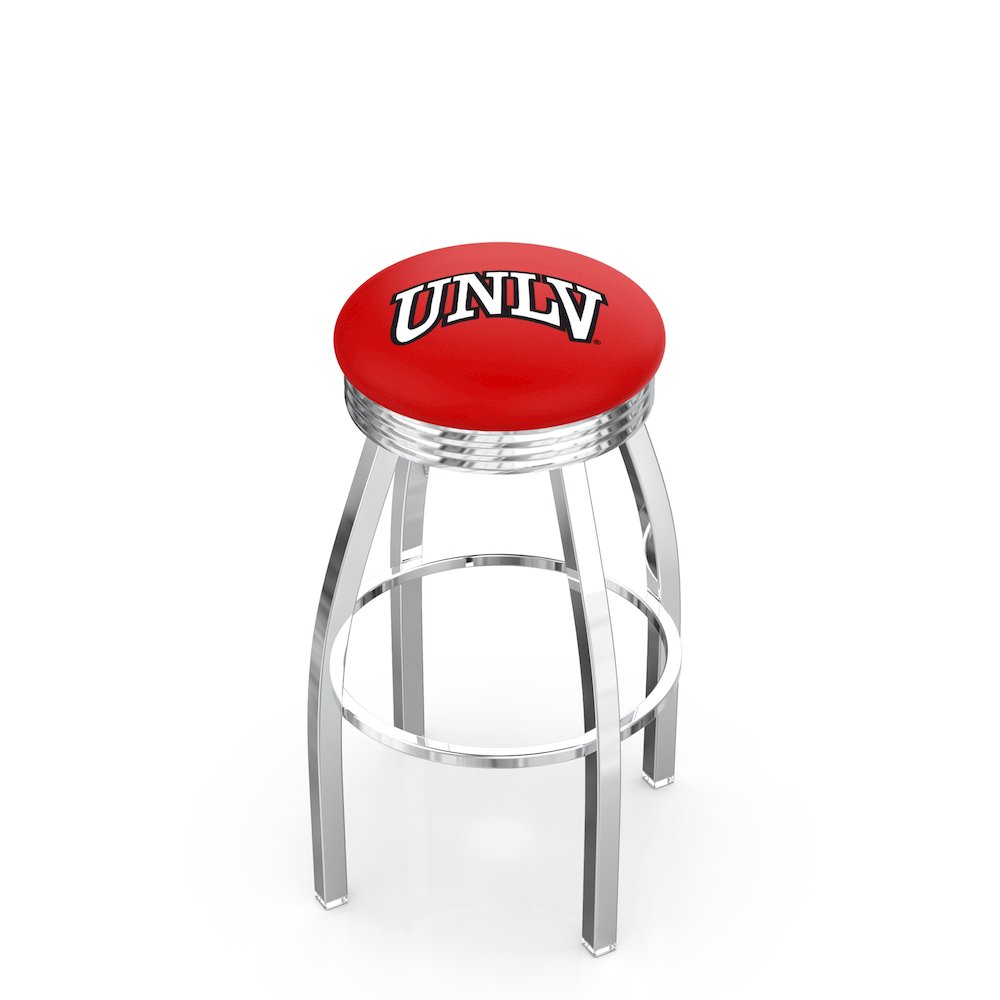 25" L8C3C - Chrome UNLV Swivel Bar Stool with 2.5" Ribbed Accent Ring by Holland Bar Stool Company