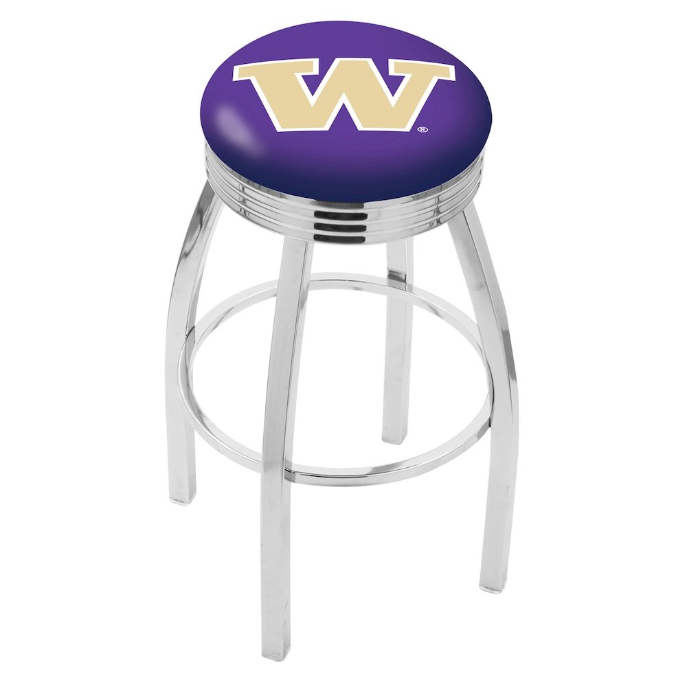 25" L8C3C - Chrome Washington Swivel Bar Stool with 2.5" Ribbed Accent Ring by Holland Bar Stool Company