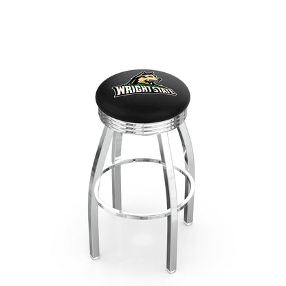 25" L8C3C - Chrome Wright State Swivel Bar Stool with 2.5" Ribbed Accent Ring by Holland Bar Stool Company