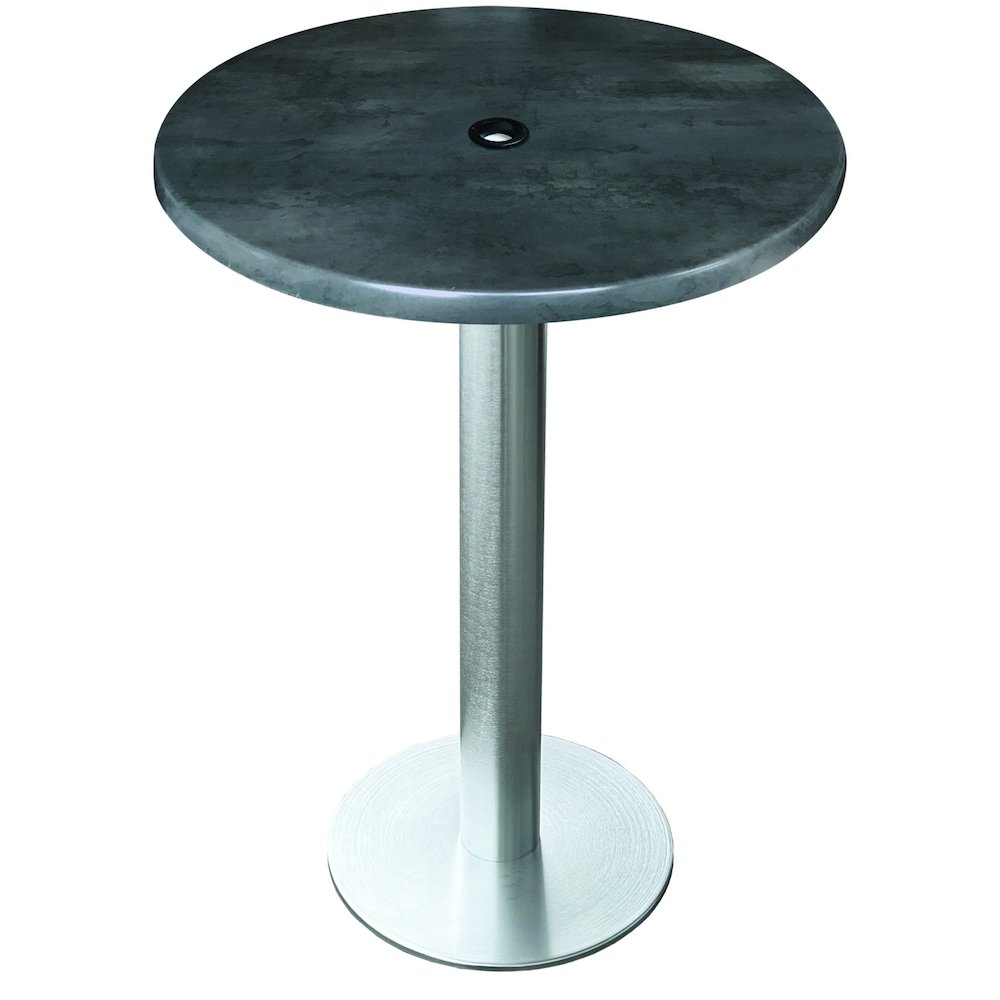 All-Season Table with 36" Diameter Black Steel Top with Umbrella Hole