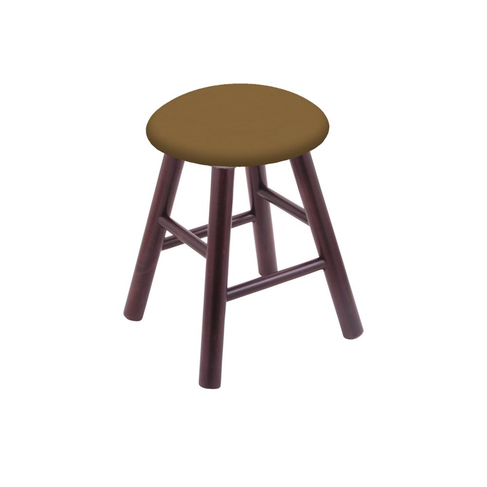 Maple Round Cushion 18" Swivel Vanity Stool with Smooth Legs, Dark Cherry Finish, and Canter Saddle Seat