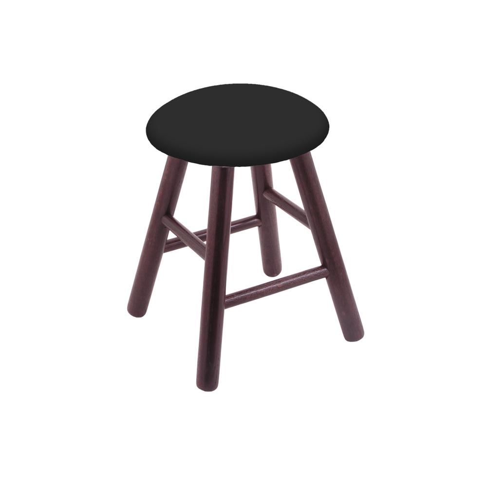 Oak Round Cushion 18" Swivel Vanity Stool with Smooth Legs, Dark Cherry Finish, and Black Vinyl Seat