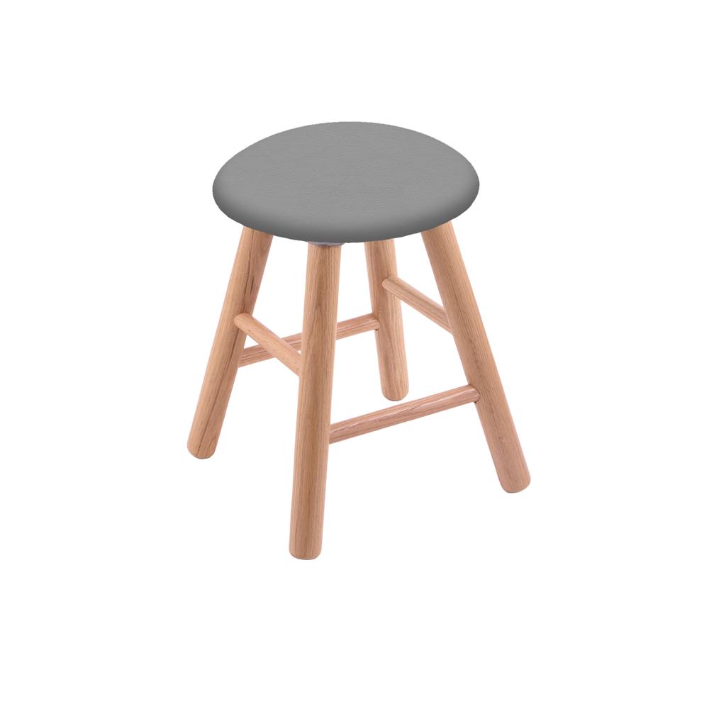 Oak Round Cushion 18" Swivel Vanity Stool with Smooth Legs, Natural Finish, and Canter Folkstone Grey Seat