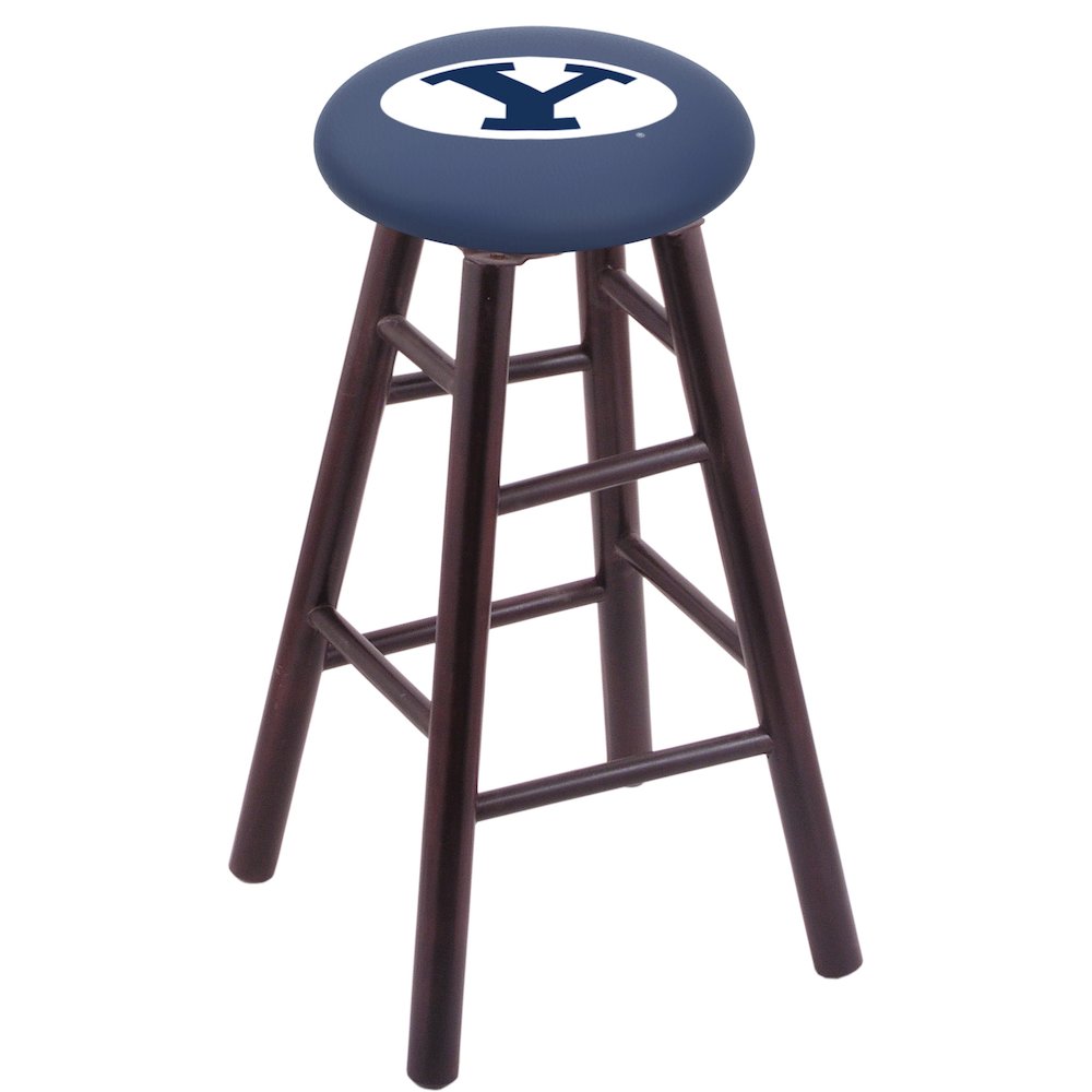 Maple Counter Stool in Dark Cherry Finish with Brigham Young Seat