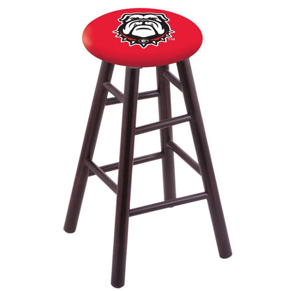 Maple Bar Stool in Dark Cherry Finish with Georgia "Bulldog" Seat