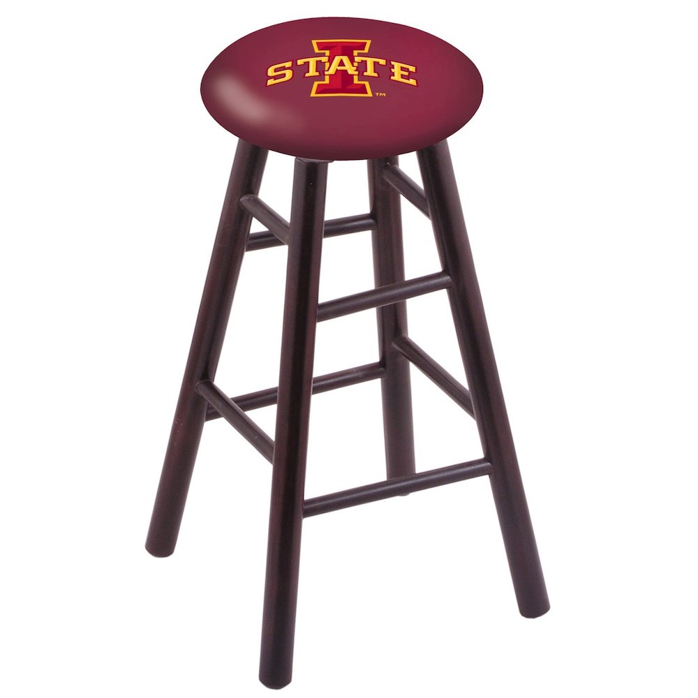 Maple Counter Stool in Dark Cherry Finish with Iowa State Seat