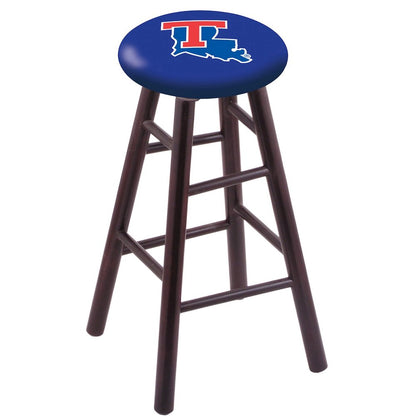 Maple Bar Stool in Dark Cherry Finish with Louisiana Tech Seat