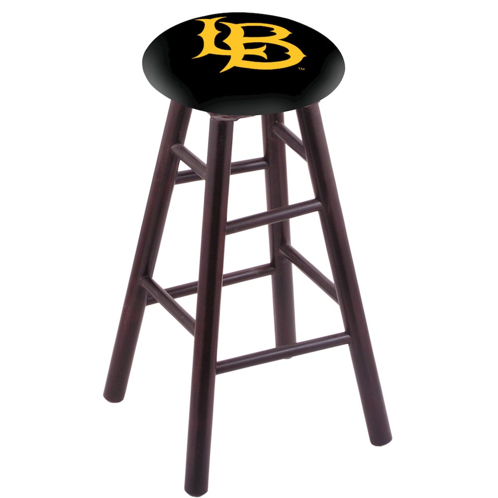 Maple Bar Stool in Dark Cherry Finish with Long Beach State University Seat