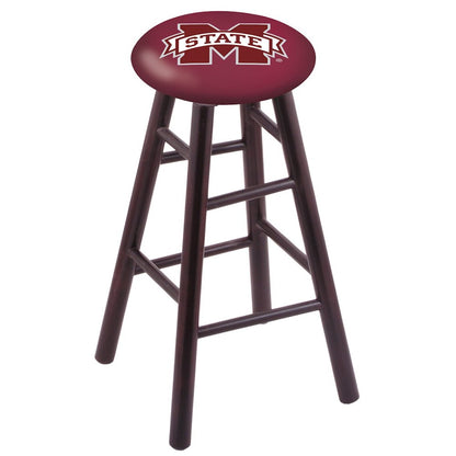 Maple Counter Stool in Dark Cherry Finish with Mississippi State Seat