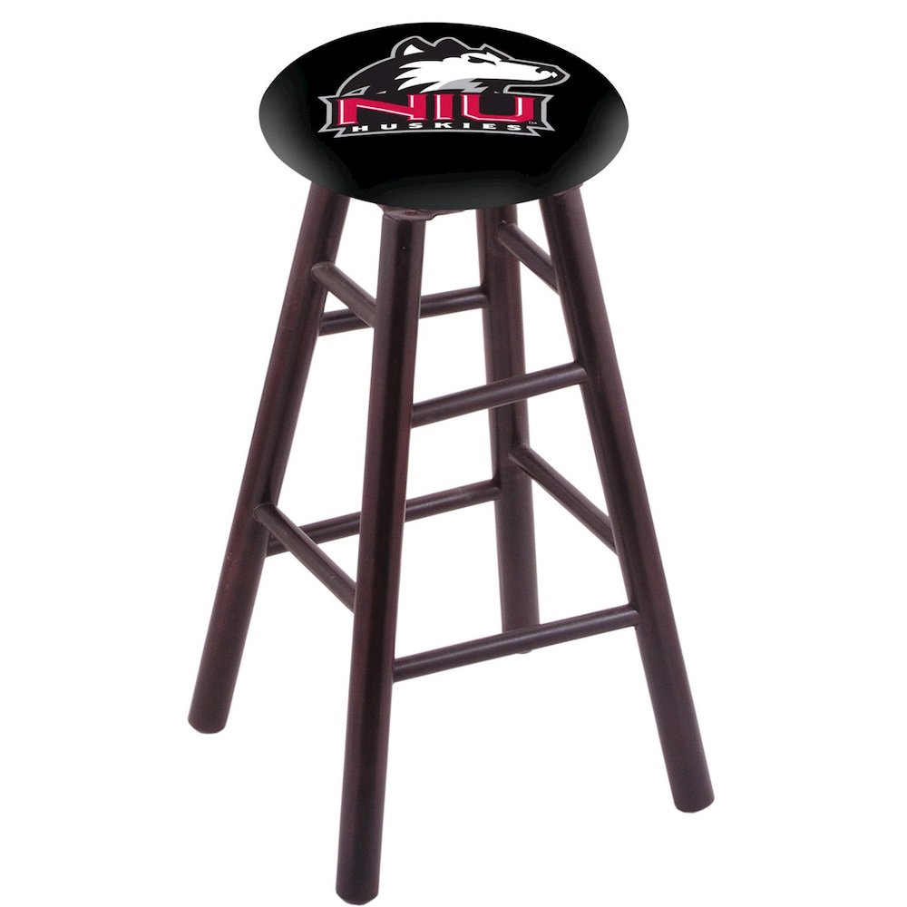 Maple Counter Stool in Dark Cherry Finish with Northern Illinois Seat