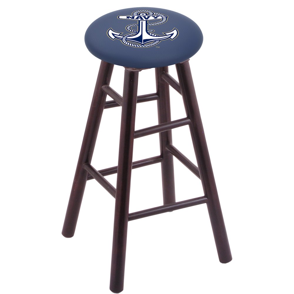 Maple Counter Stool in Dark Cherry Finish with US Naval Academy (NAVY) Seat