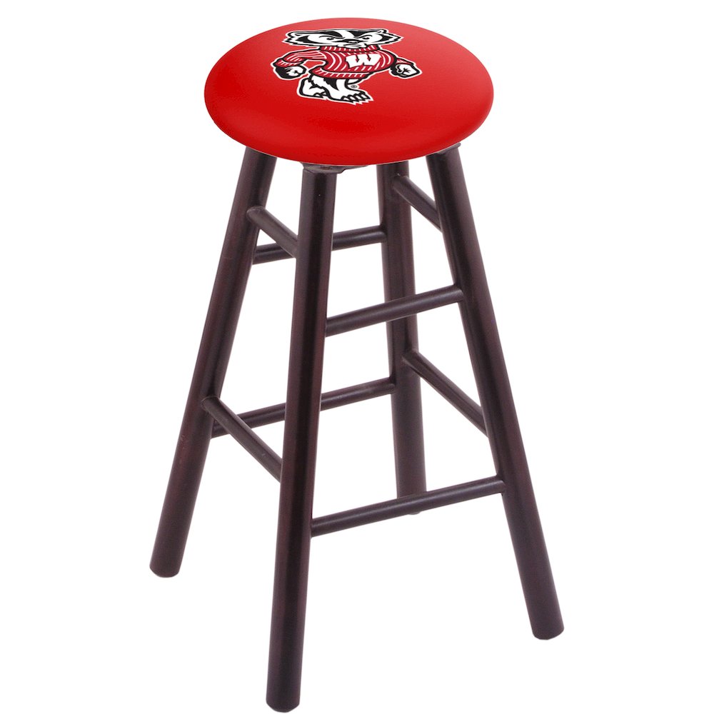 Maple Counter Stool in Dark Cherry Finish with Wisconsin "Badger" Seat