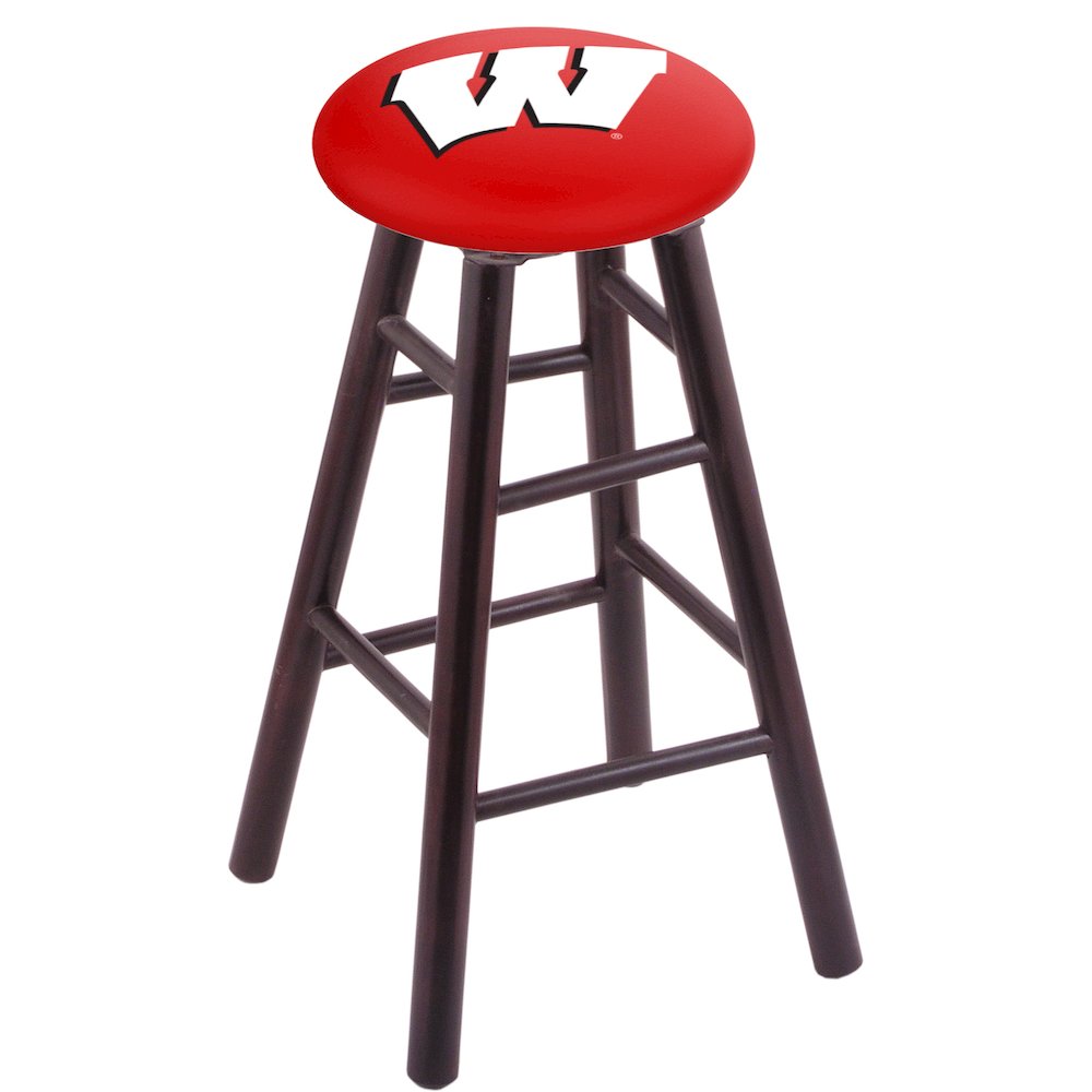 Maple Counter Stool in Dark Cherry Finish with Wisconsin "W" Seat